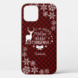 Charm Red Buffalo MERRY CHRISTMAS Monogram Case-Mate iPhone Hülle