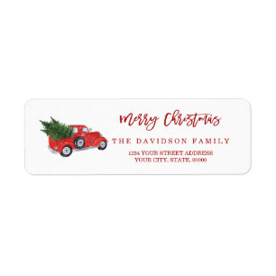 Charm Red Christmas Truck Brushed Script