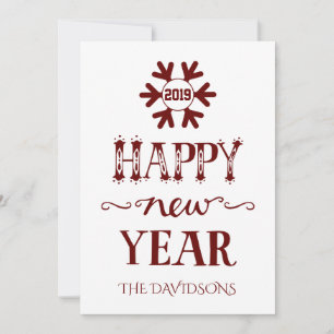 Charm Red und White Happy New Year Feiertagskarte