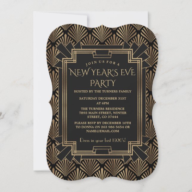 Charm Roaring 20's Great Gatsby New Year Party Einladung (Vorderseite)