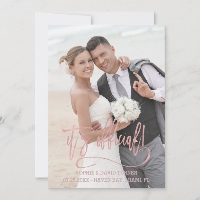 Charm Rose Gold Kalligraphie Es ist offiziell Hoch Ankündigung (Vorderseite)