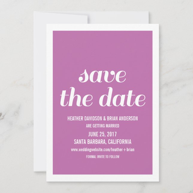 Charm Save the Date einladen, Fuchsia Einladung (Vorderseite)