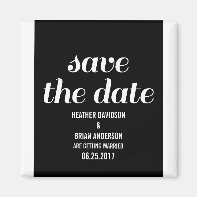 Charm Save the Date Magnet, Black Magnet (Vorne)