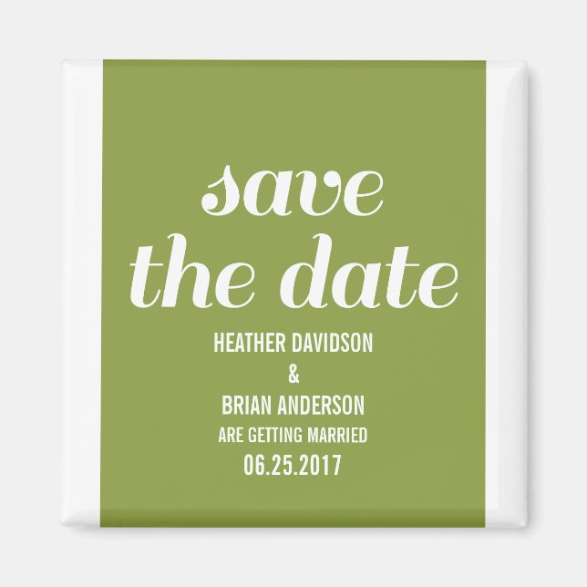Charm Save the Date Magnet, Olive Green Magnet (Vorne)