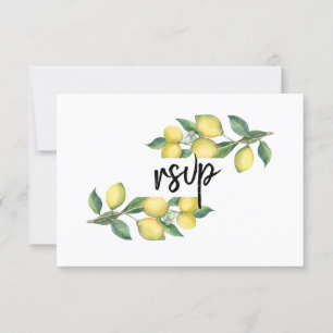 Charm Watercolor Lemon Tropical Wedding RSVP Karte