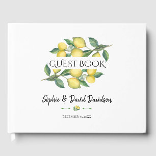 Charm Watercolor Lemon Tropischer Hochzeitsplaner Gästebuch