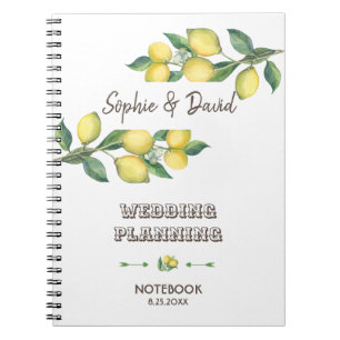 Charm Watercolor Lemon Tropischer Hochzeitsplaner Notizblock