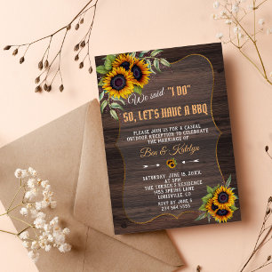 Charm Watercolor Sonnenblumen Wood Wedding I DO GR Einladung