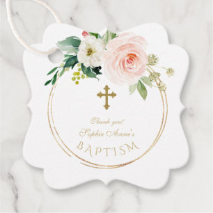 Charm White Blume Bloom Gold Cross Taufen Geschenkanhänger