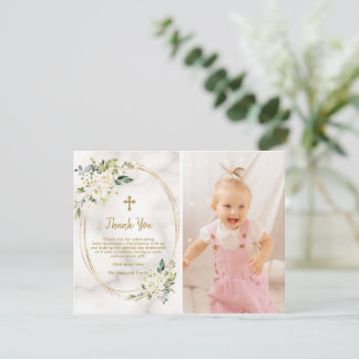 Charm White Blume Gold Cross Foto Christine Dankeskarte
