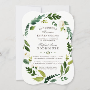 Charm White Blume Invitación de Baby Dusche Einladung