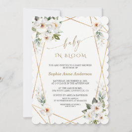 Charm White Blume Rose Gold Baby in Bloom Einladung