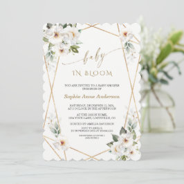 Charm White Blume Rose Gold Baby in Bloom Einladung