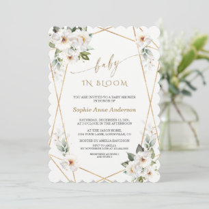 Charm White Blume Rose Gold Baby in Bloom Einladung