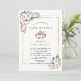 Charm White Blush Blume Gold Bridal Tee Party I Einladung
