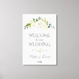 Charm White Cream Floral Begrüßungszeichen Leinwanddruck