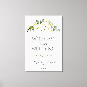 Charm White Cream Floral Begrüßungszeichen Leinwanddruck