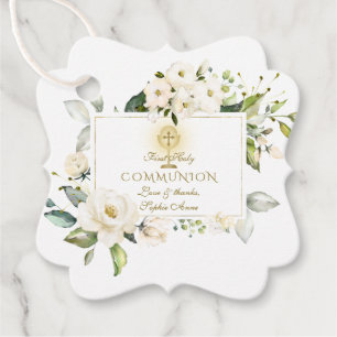 Charm White Floral Gold Cross Heilige Kommune Geschenkanhänger