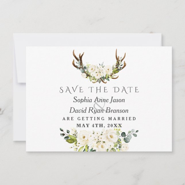 Charm White Watercolor Blume Blütenhochzeit Save The Date (Vorderseite)