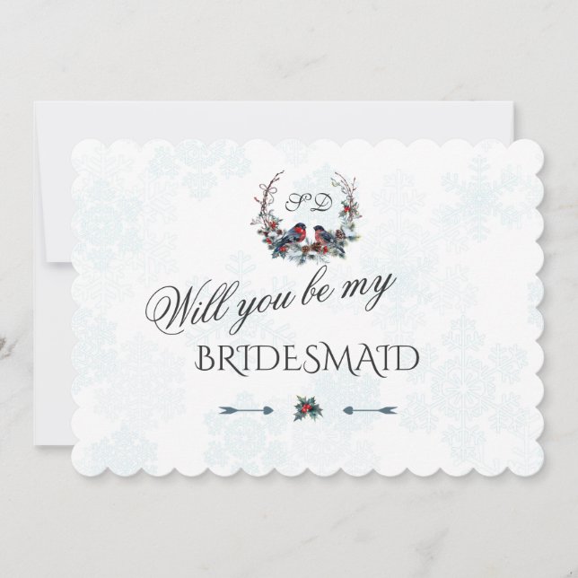 Charm Winter Kranz wird meine Bridesmaid sein Einladung (Vorderseite)