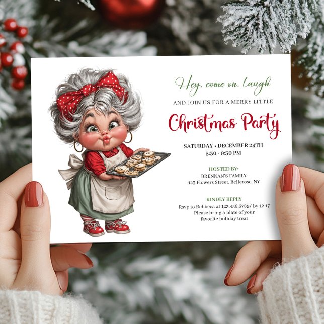 Charman Großmutter-Comic-Weihnachtshumor-Stil Einladung (Charming Funny Grandma Comic Christmas Humor Style Invitation

)
