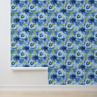 Charmant blauer Blumen Tapete