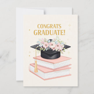 Charmante Abschluss Glückwunsch Card mit Blumenkap Postkarte