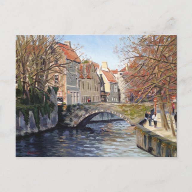 Charmante Alte Brücke über den Kanal in Landschaft Postkarte (Vorderseite)