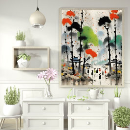 Charmante Aquarellhaus Print - Gemütliche Zuhause Poster