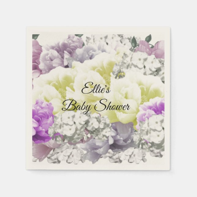 Charmante Blume Bouquet Babyduschpapier Napkins Serviette (Vorderseite)