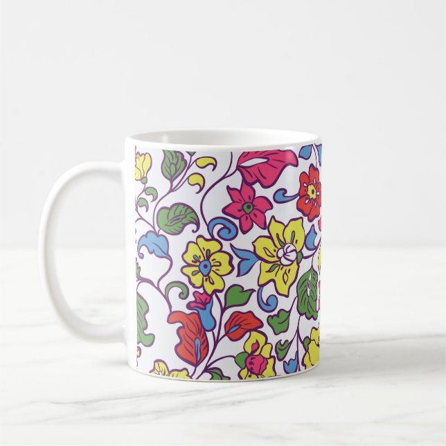 Charmante Blume: Nahtlose Gartentextur Kaffeetasse (Links)