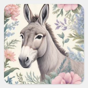 Charmante Blume von Donkey Pastel Quadratischer Aufkleber