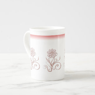 Charmante Blumen Knochen-China Tasse