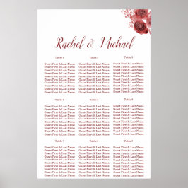 Charmante Bordeaux-Hochzeit mit weißem Blumen Poster