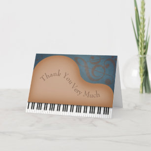 Charmante Braun Grand Piano Personalisierte Musik Dankeskarte