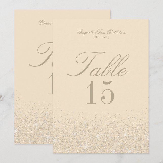 Charmante Champagne Glitzer Tischnummer Cards (Vorne/Hinten)