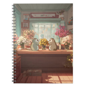 Charmante Chipmunker im Cosy Blume Shop Art Notizblock