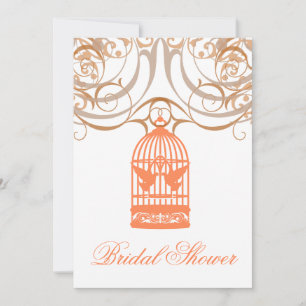 Charmante Coral Birdcage Bridal Dusche Einladung