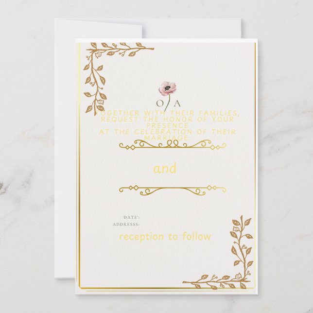 Charmante Einfachheit bei Hochzeiten Einladung (Vorderseite)