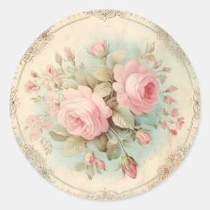Charmante Fades, rosa Shabby Chic Runder Aufkleber