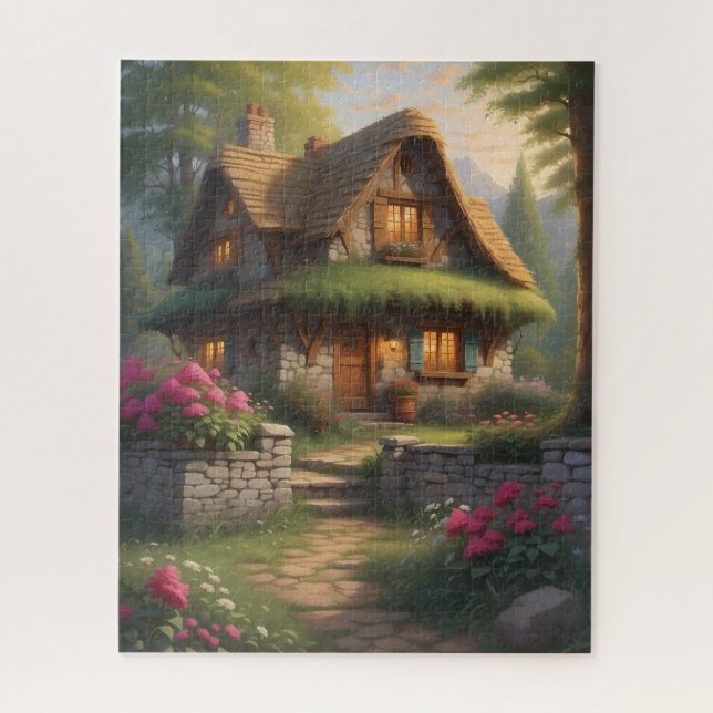 charmante Fantasy Hütte Illustration Puzz Puzzle (Vertikal)