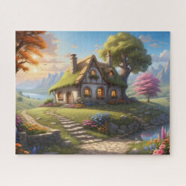 charmante Fantasy Hütte Illustration Puzz Puzzle
