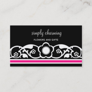 Charmante florale Border Business Card, Hot Pink Visitenkarte