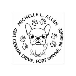 Charmante französische Bulldog-Rücksendeadresse Gummistempel