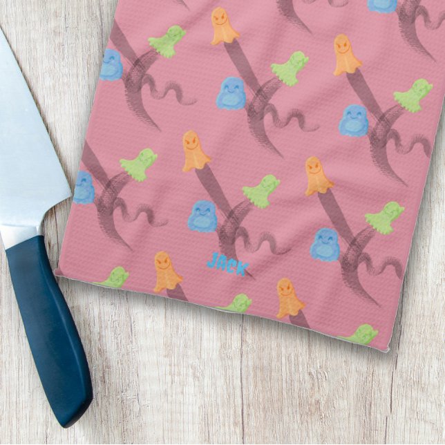 Charmante Geister, individuell einstellbar, auf ro Geschirrtuch (Charming ghosts, customisable, on pink kitchen towel
)