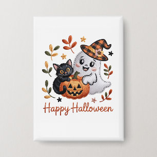 Charmante Halloween-Grußkarte - HandGezeichnet Emb Button