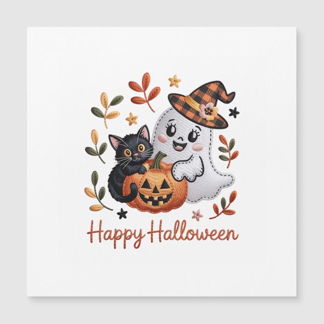 Charmante Halloween-Grußkarte - HandGezeichnet Emb Magnetkarte (Vorderseite)