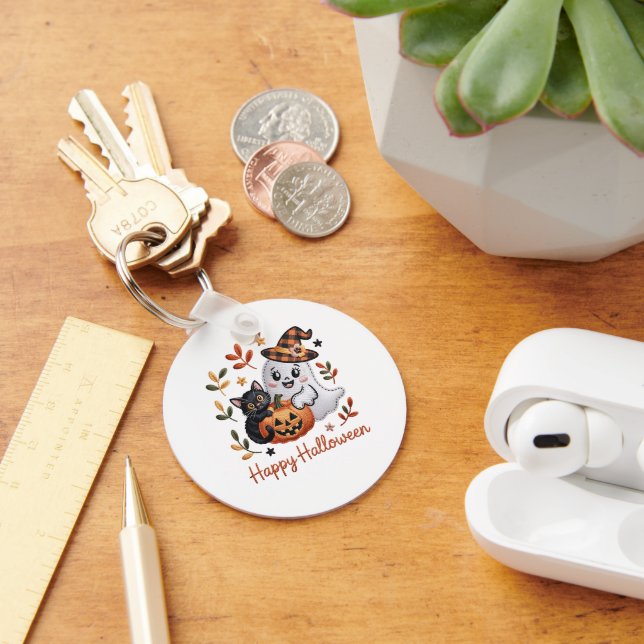Charmante Halloween-Grußkarte - HandGezeichnet Emb Schlüsselanhänger (Schreibtisch)