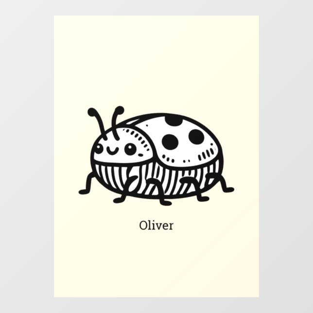 Charmante handGezeichnet Käfer-Illustration Fensteraufkleber (Blatt)