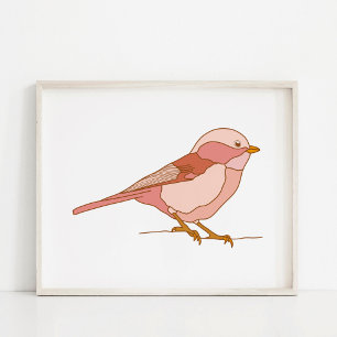 Charmante handGezeichnet Vogelkunst Poster